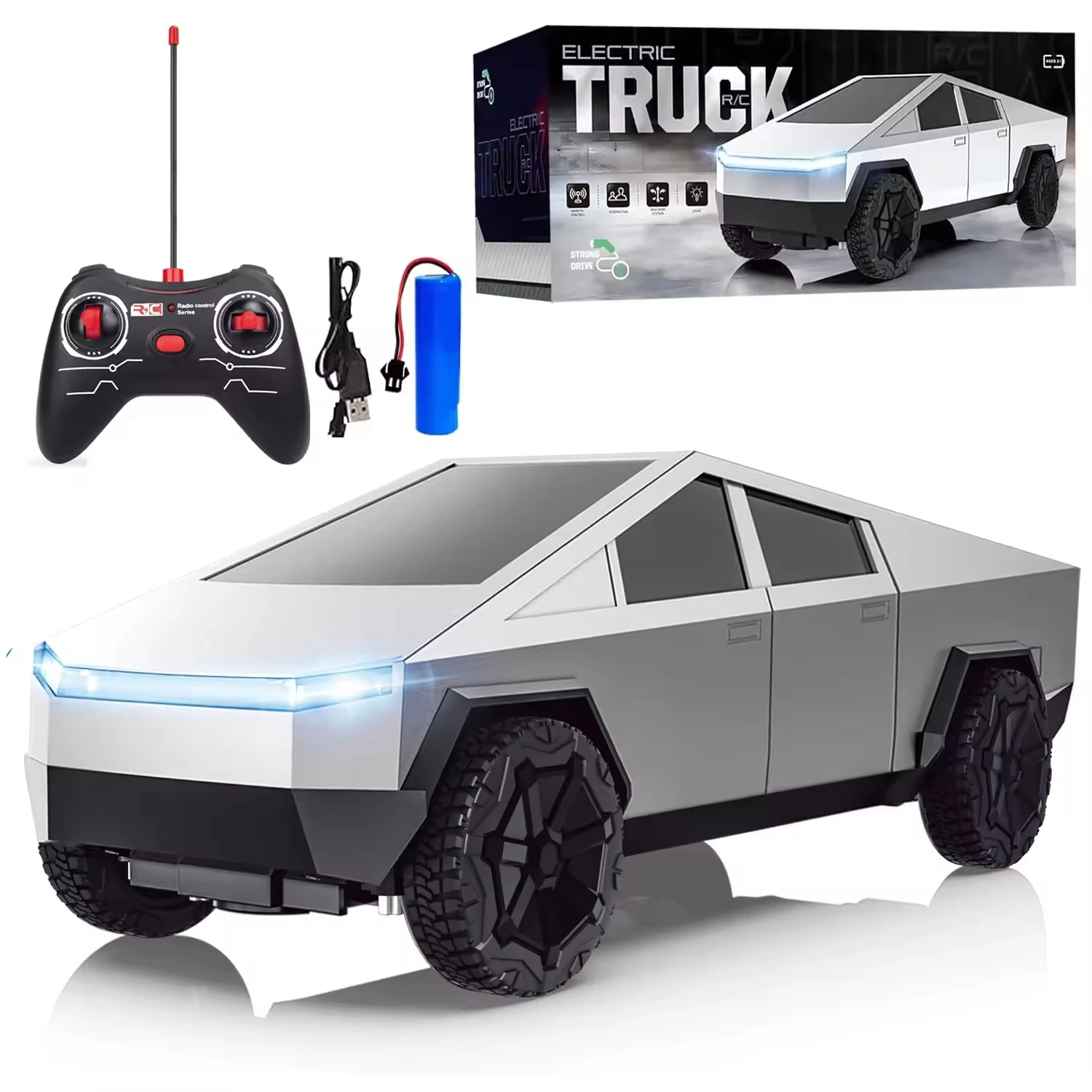 Drone Lidi Rc - Voiture télécommandée tout-terrain Cybertruck Pickup 4WD