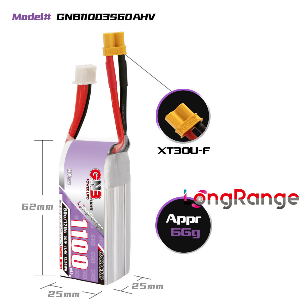 GNB 1100mAh 2S 3S 4S 6S 60C/12 - Drone Lipo Battery avis et prix